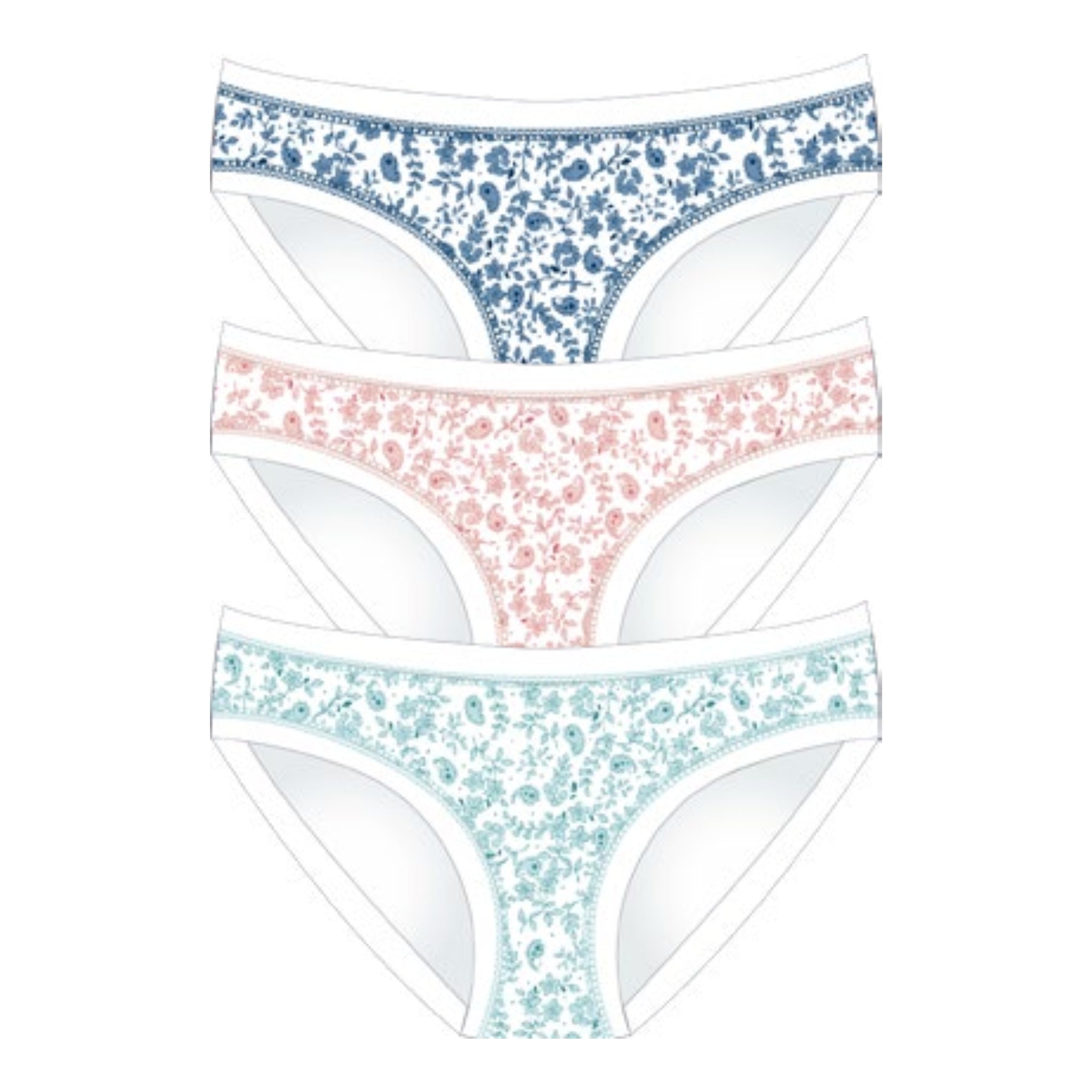 Cotonella Donna Confezione 3 Pezzi Mini Slip In Puro Cotone Bielastico (3 Stampe) Art. 3362 E503 5h100
