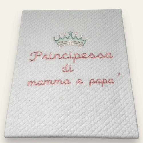 Nazareno Gabrielli Copertina In Piquet 100% Cotone Tinta Ricamo Principino-principessa Art.520