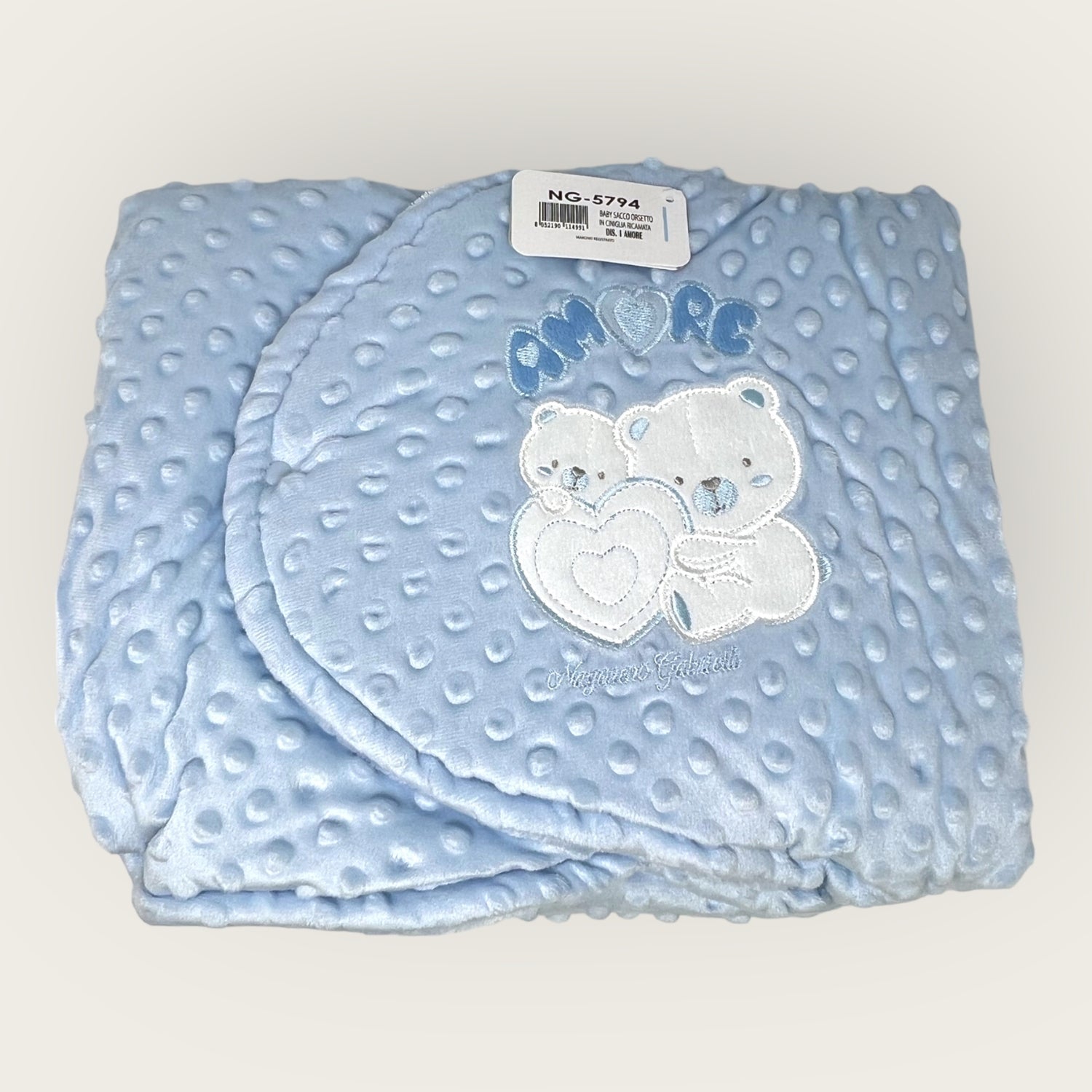 Nazareno Gabrielli Baby Sacco Bubble In Ciniglia Di Cotone Ricamata  Art. Ng5794