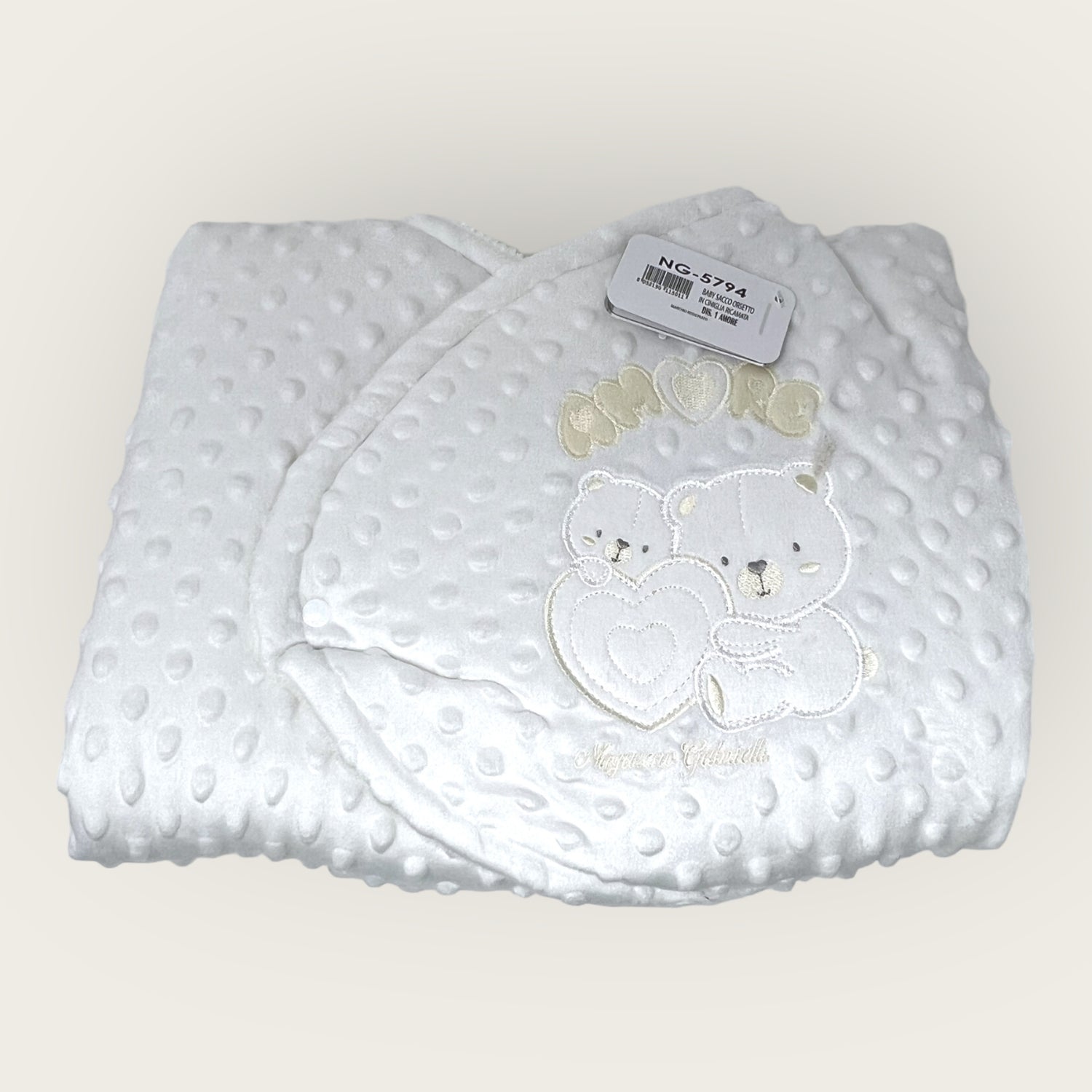 Nazareno Gabrielli Baby Sacco Bubble In Ciniglia Di Cotone Ricamata  Art. Ng5794