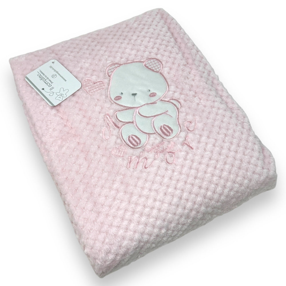 Nazareno Gabrielli Copertina Lettino In Morbido Coral -ricamo Amore-  Art. Ng549-1