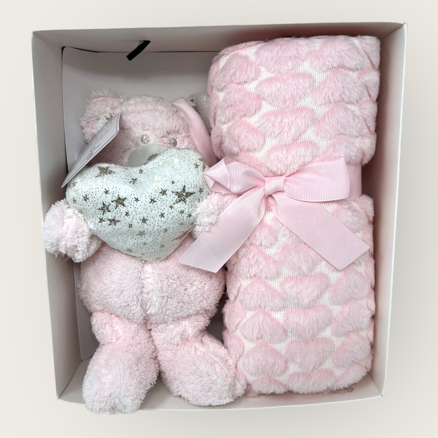 Nazareno Gabrielli Set Regalo Neonato -1 Copertina Culla In Pile + 1 Pupazzo Orsetto-  Art. Ng4771 Cuore