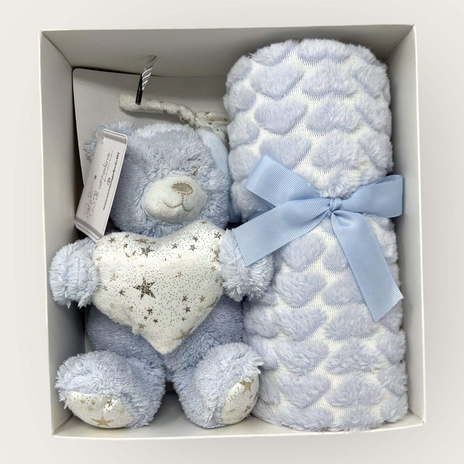 Nazareno Gabrielli Set Regalo Neonato -1 Copertina Culla In Pile + 1 Pupazzo Orsetto-  Art. Ng4771 Cuore