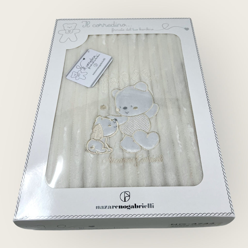 Nazareno Gabrielli Piumoncino Culla In Pile -ricamo Little- 75x100  Art. Ng4744-3