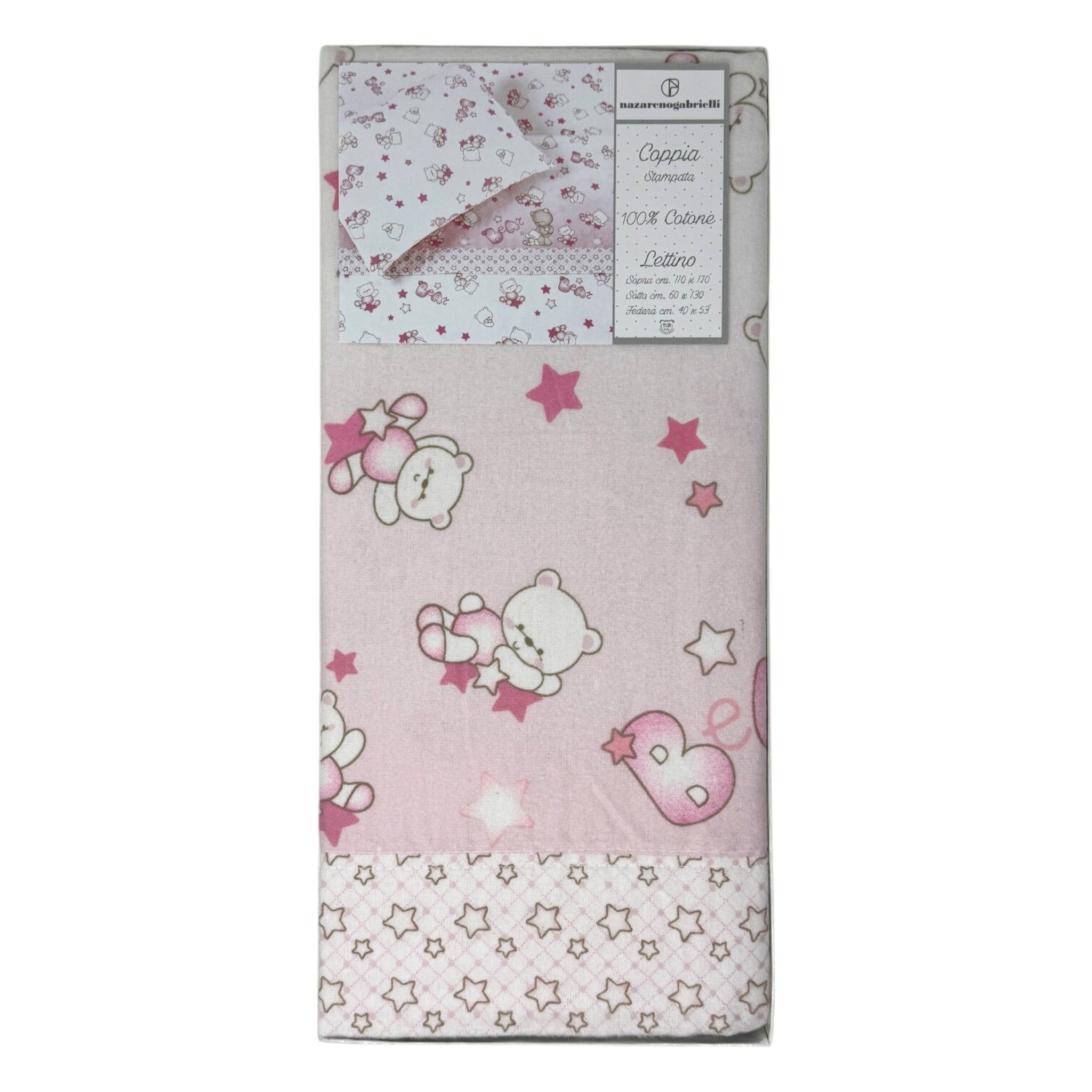 -nazareno Gabrielli-  Completo Lenzuola In Flanella 100%cotone Per Lettino 120x180 Stampata  Art. Ng396