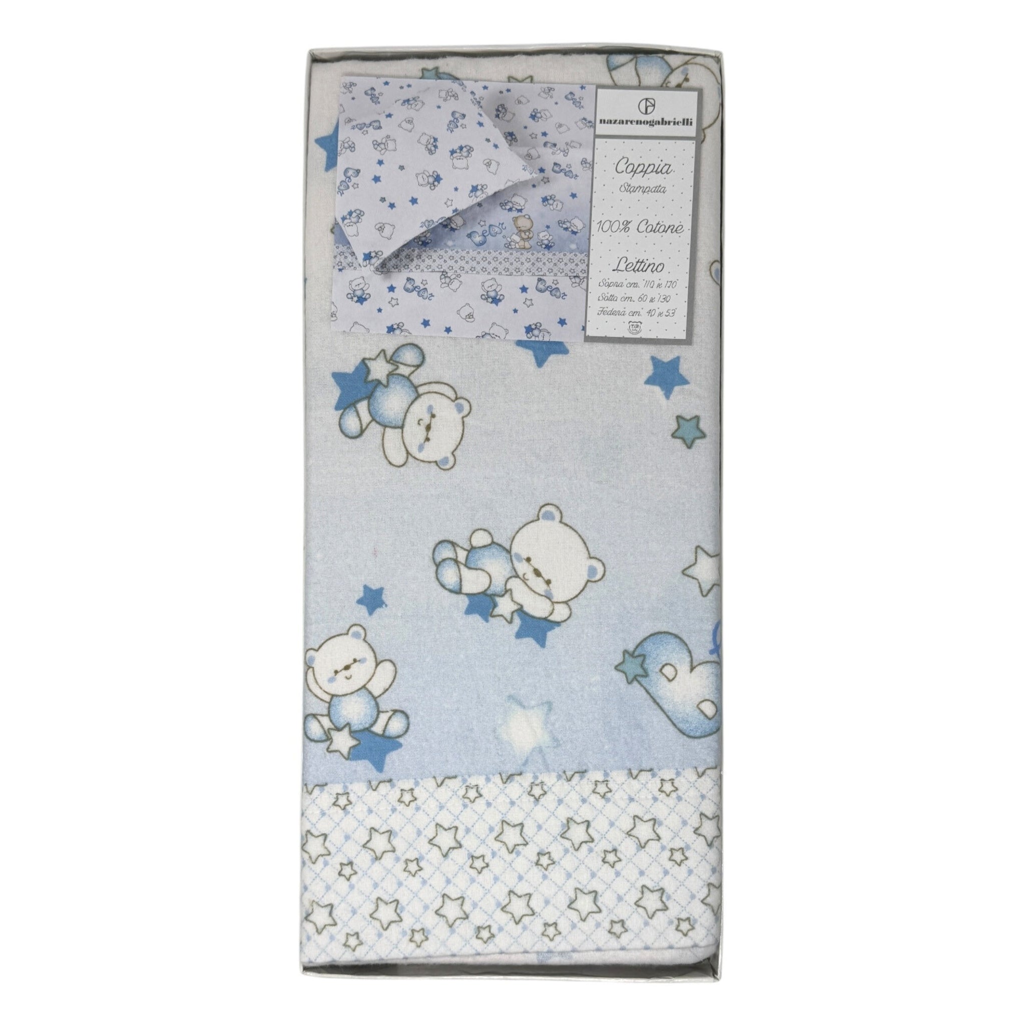-nazareno Gabrielli-  Completo Lenzuola In Flanella 100%cotone Per Lettino 120x180 Stampata  Art. Ng396