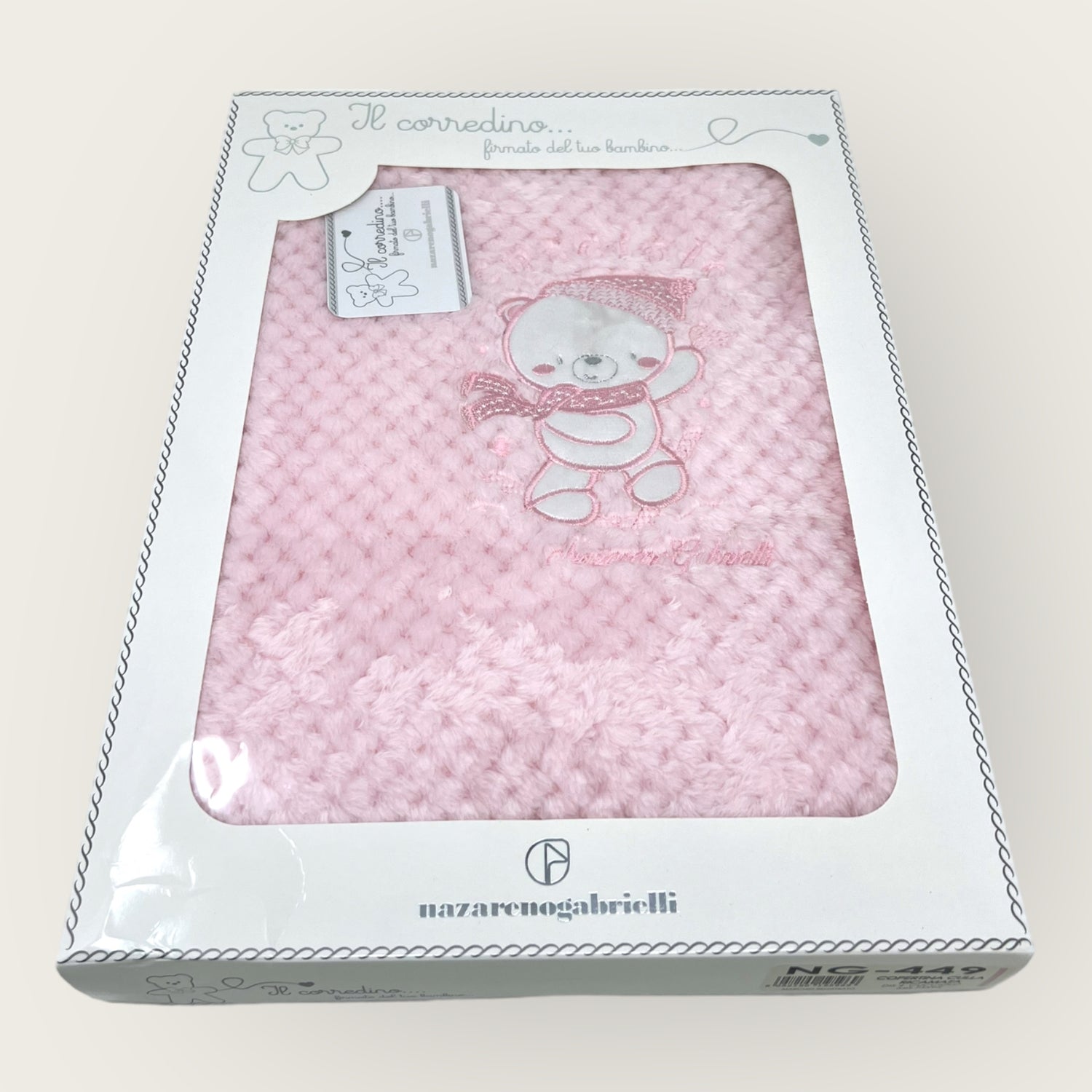 Nazareno Gabrielli Copertina Culla In Coral -ricamo Cucciolo-  Art. Ng449-4