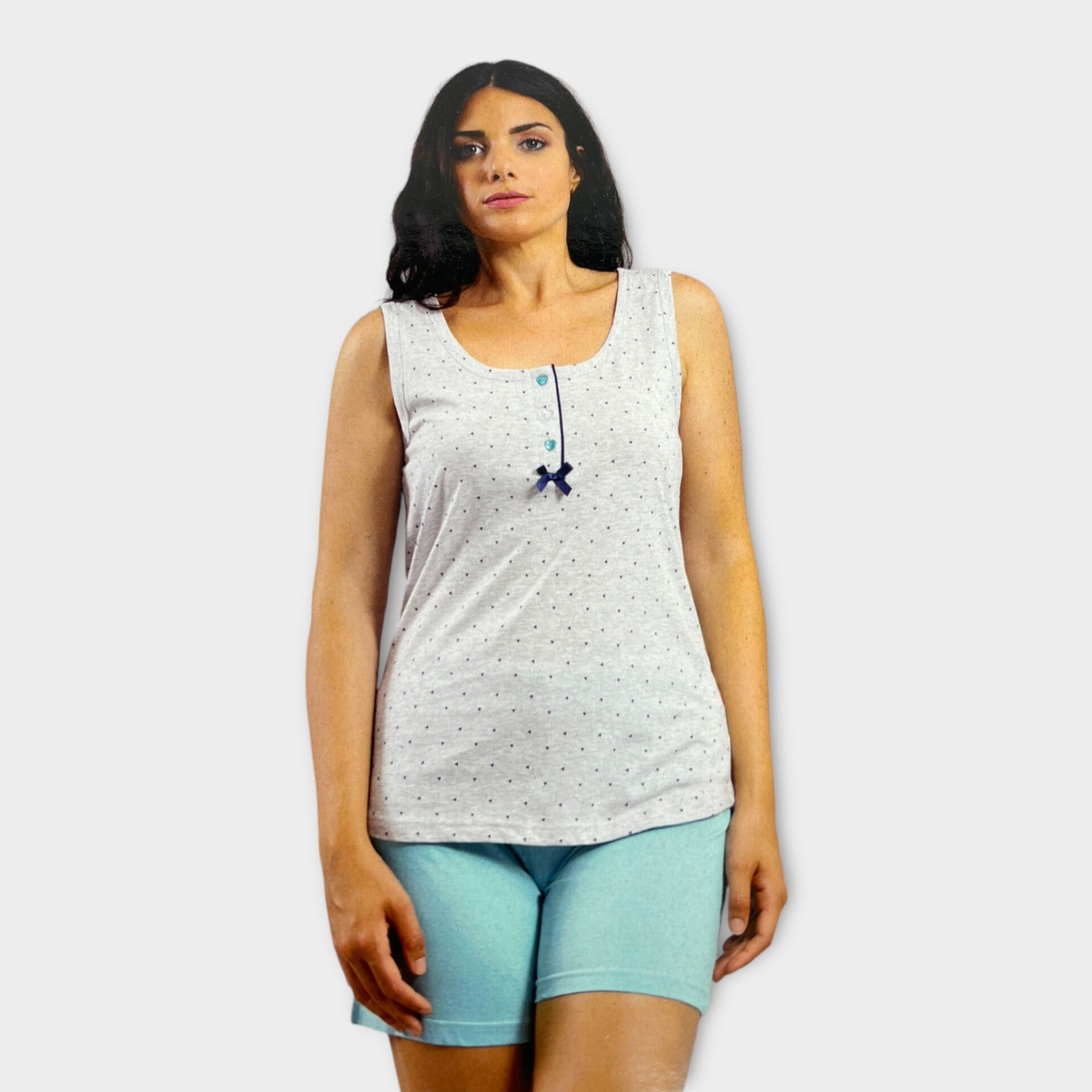 Irge - Pigiama Donna In Cotone Estivo Corto Mezze Maniche E Pantalone Corto  Art.mi1310