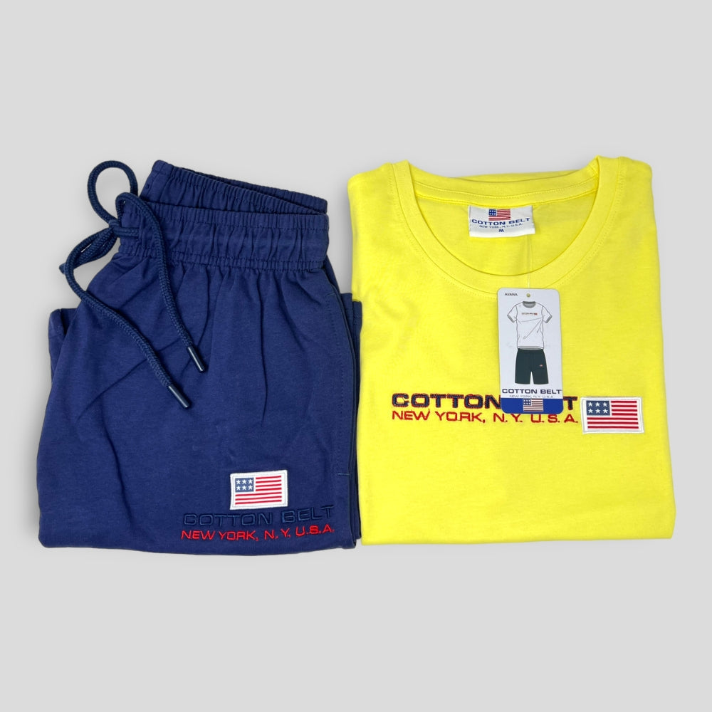 Cotton Belt Completo Fuoriacqua Uomo Corto Short Con Tasche In Cotone  Art. Avana