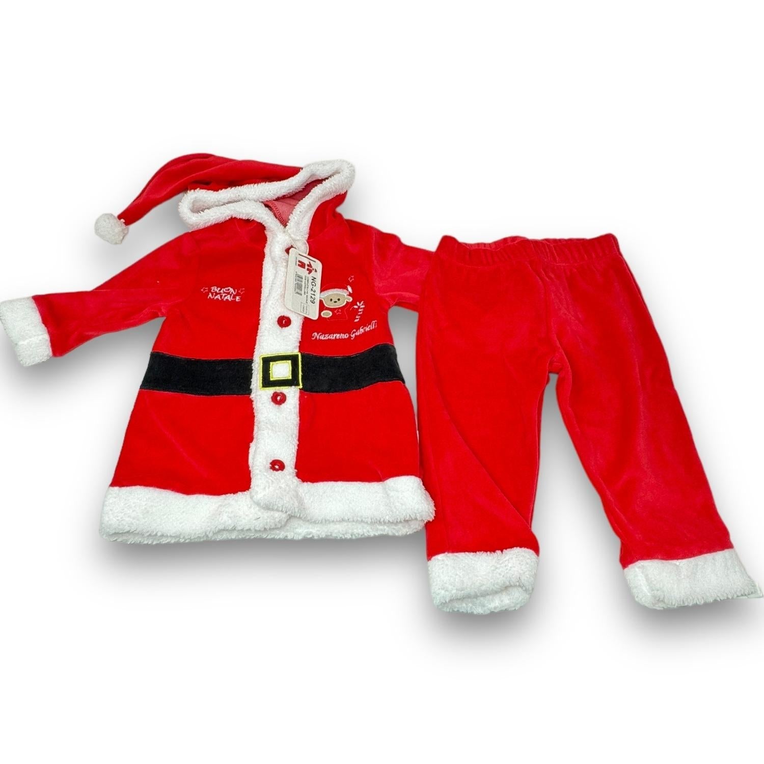 Nazareno Gabrielli Completo 2 Pezzi Babbo Natale In Ciniglia Con Cappello  Art. Ng2129