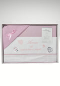 Nazareno Gabrielli Completo Lenzuola 3 Pezzi Per Carrozzina 90x120 Ricamo Amore Di Mamma E' Papa' Cielo Rosa Ng91a