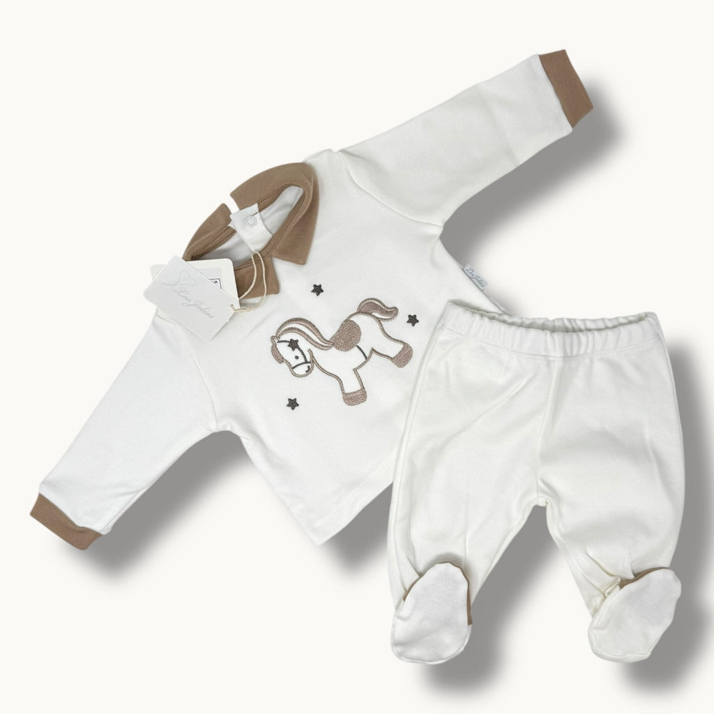 Les Jolies Completo Clinico 2 Pezzi Maschietto In Caldo Cotone 100% Con Ricamo Art. Lj331-9