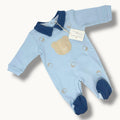 Nazareno Gabrielli Baby  Tutina Neonato In Caldo Cotone 100% Con Ricamo E Applicazione Art. Ng2112-55
