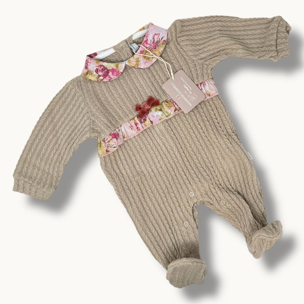 Nazareno Gabrielli Baby Tutina Neonata In Tessuto Mano Lana Con Applicazioni Art. Ng2215-31