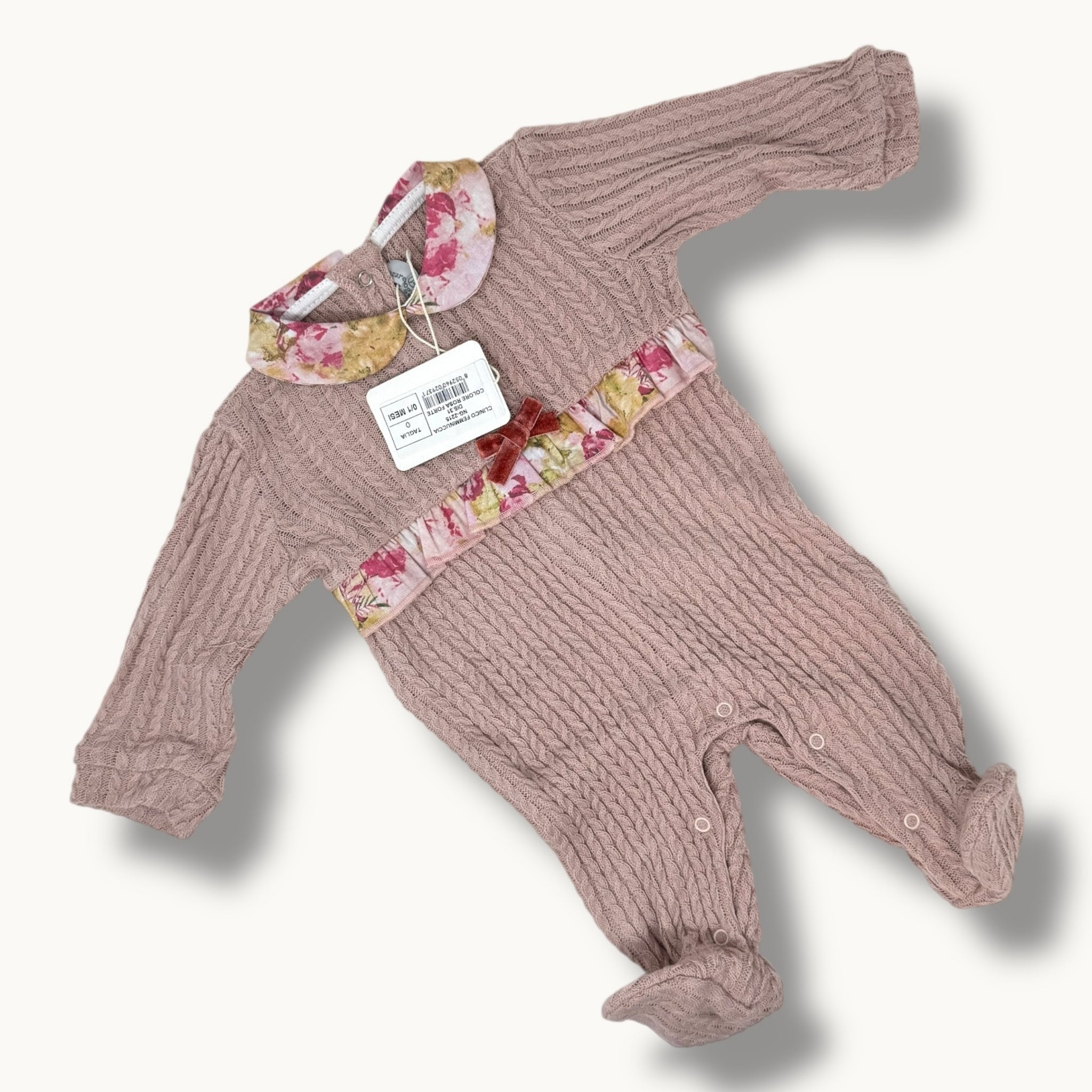 Nazareno Gabrielli Baby Tutina Neonata In Tessuto Mano Lana Con Applicazioni Art. Ng2215-31