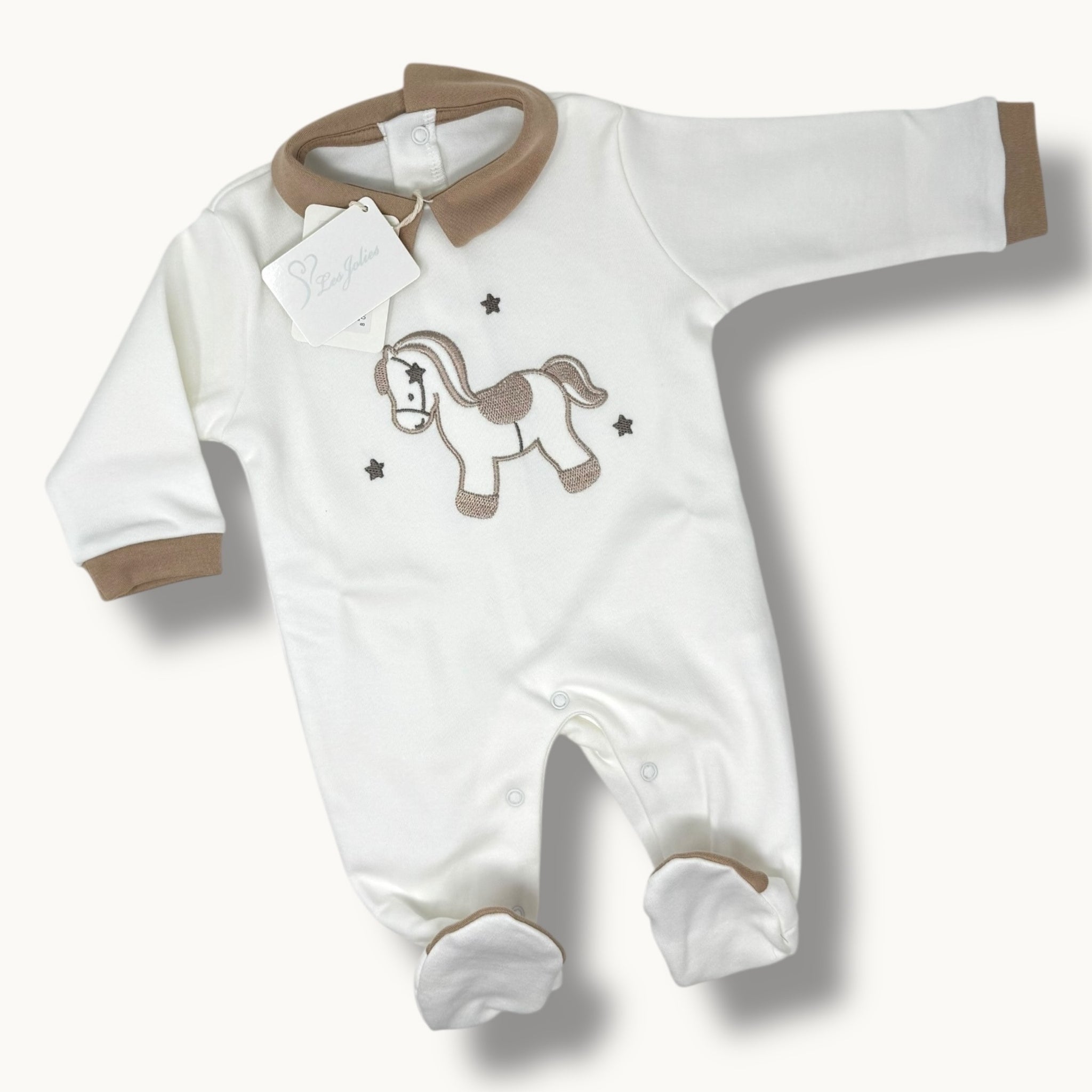 Les Jolies Tutina Maschietto Ricamata In Caldo Cotone 100% Art. Lj341-9