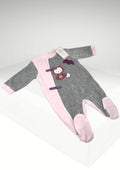 Nazareno Gabrielli Tutina Ciniglia Neonata - Tutina Per Femminuccia Ricamata Grigio Rosa Art. Ng630/11