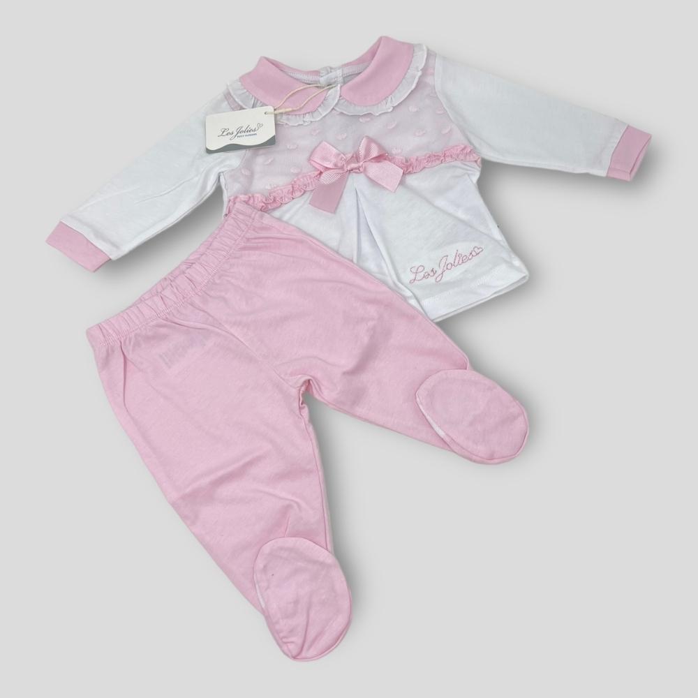 Les Jolies Completo 2 Peezzi Clinico Femminuccia In Puro Cotone Ricamato  Art. Lj228-103