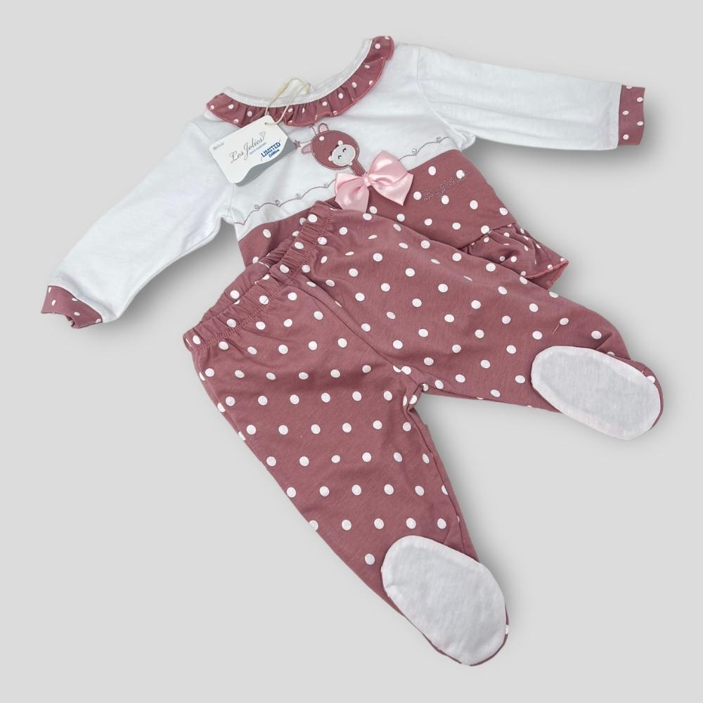 Les Jolies Completo 2 Pezzi Clinico Femminuccia In Puro Cotone Ricamato  Art. Lj229-107