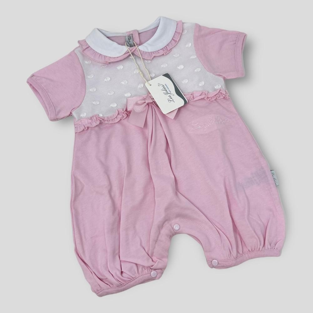 Les Jolies Pagliaccetto Cotone Baby Femminuccia Corto In Puro Cotone Ricamato  Art. Lj238-103