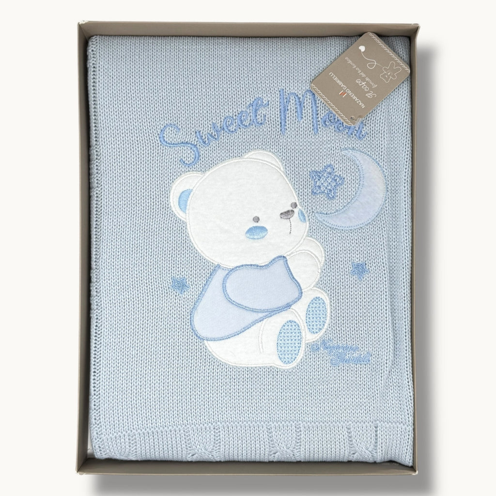 Nazareno Gabrielli Baby Copertina Culla In Misto Lana 75x95 Colorata Ricamata Art. Ng473-3