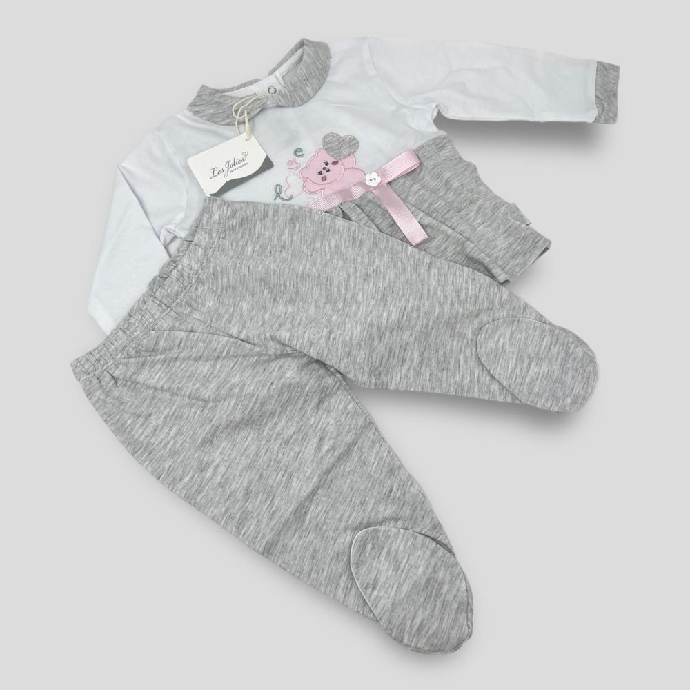 Les Jolies Completo 2 Pezzi Clinico Femminuccia In Puro Cotone Ricamato Art. Lj228-66