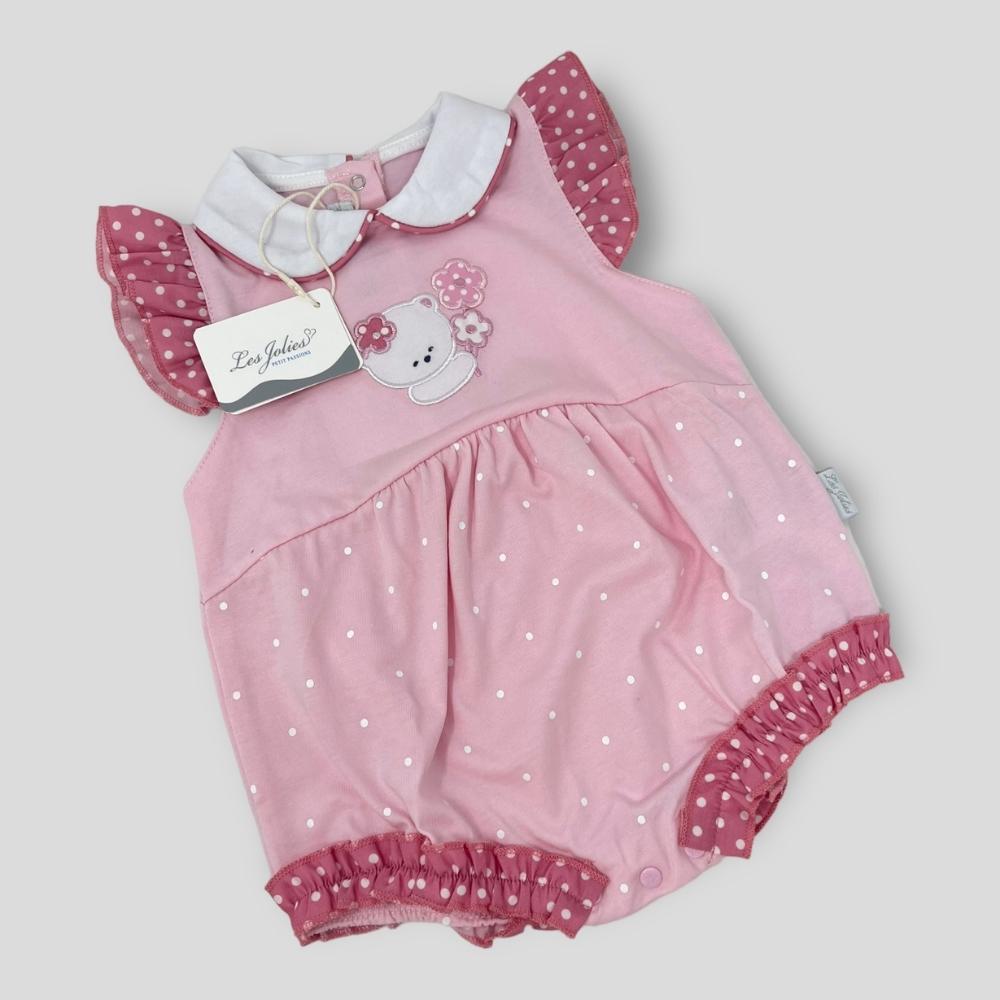 Les Jolies Pagliaccetto Cotone Baby Femminuccia Corto In Puro Cotone Ricamato  Art. Lj238-65