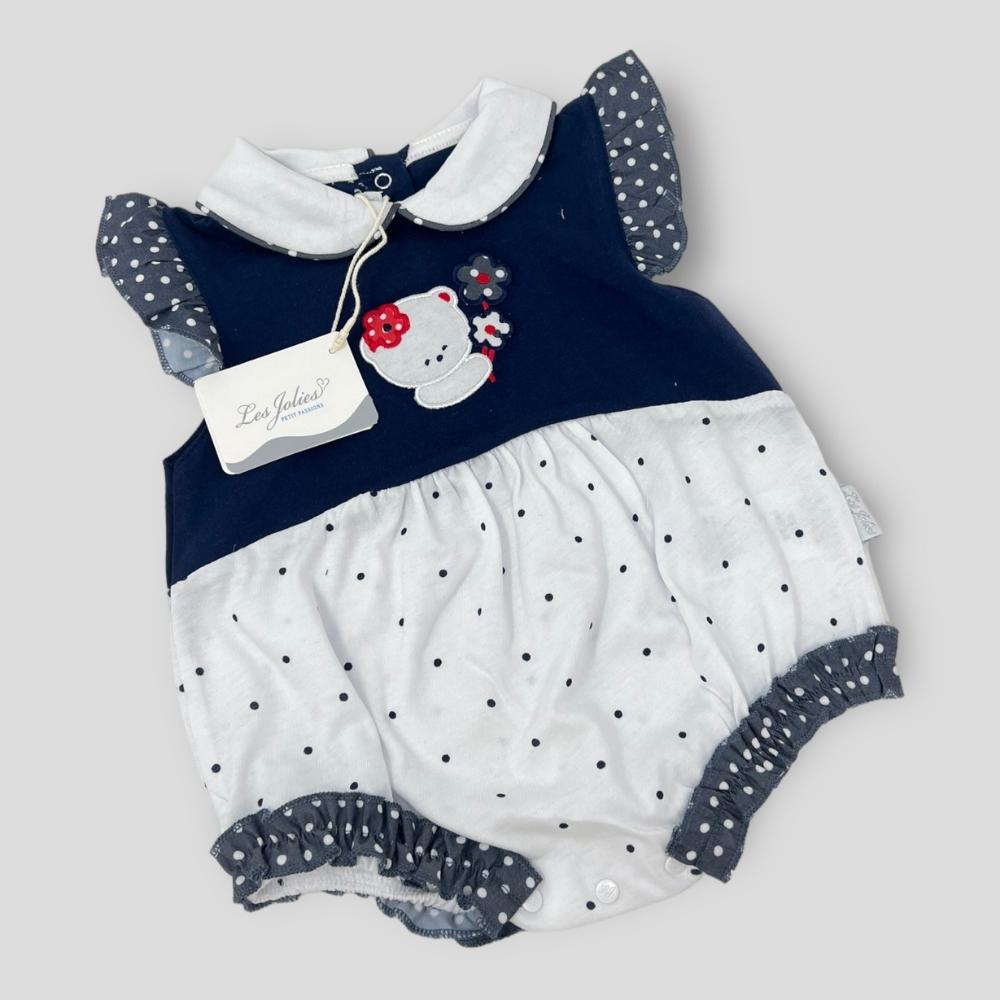 Les Jolies Pagliaccetto Cotone Baby Femminuccia Corto In Puro Cotone Ricamato  Art. Lj238-65