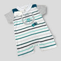 Les Jolies Pagliaccetto Cotone Baby Maschietto Corto In Puro Cotone Ricamato  Art. Lj338-27