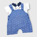 Les Jolies Salopette + T-shirt Maschietto In Puro Cotone Ricamato  Art. Lj348-20