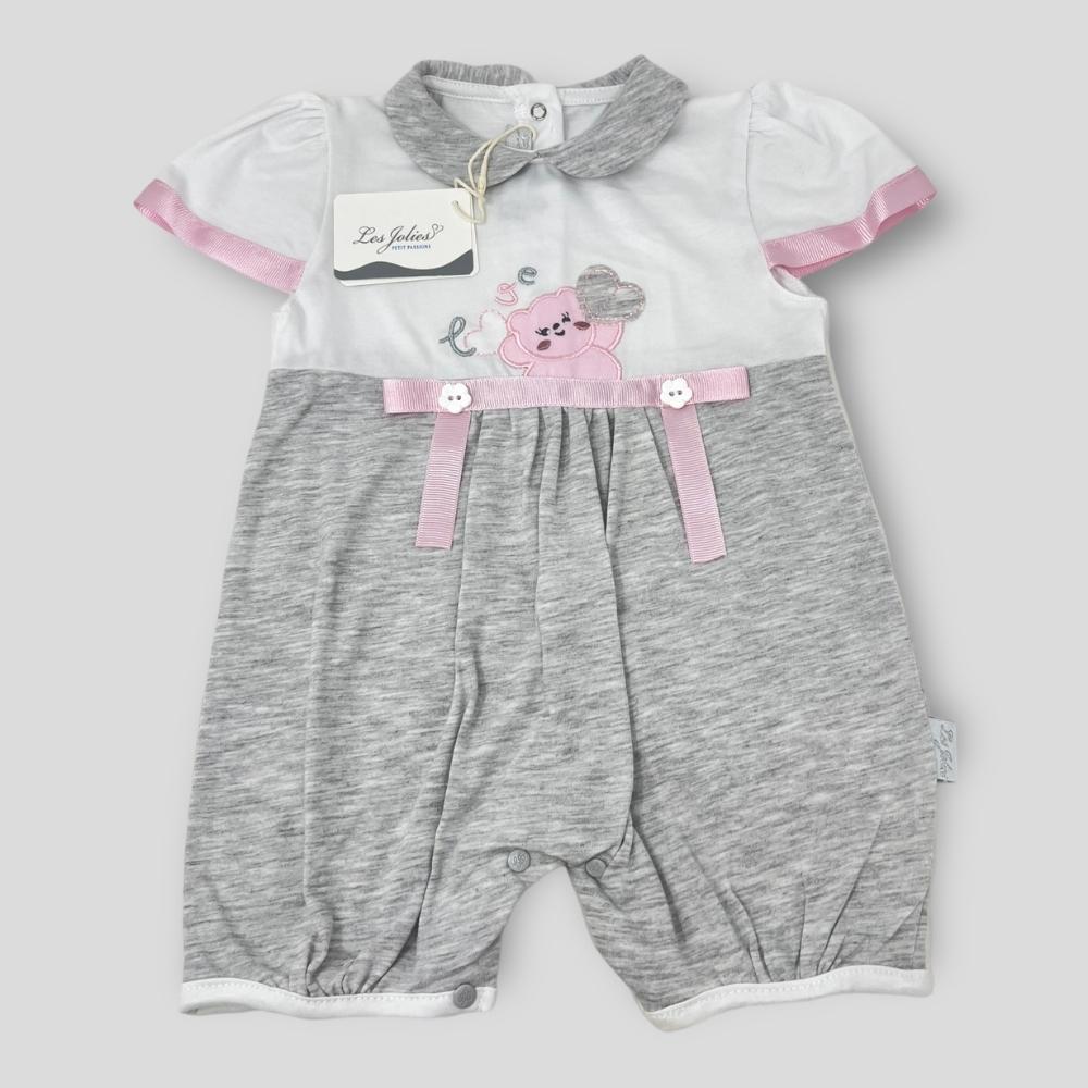 Les Jolies Pagliaccetto Cotone Baby Femminuccia Corto In Puro Cotone Ricamato  Art. Lj238-66