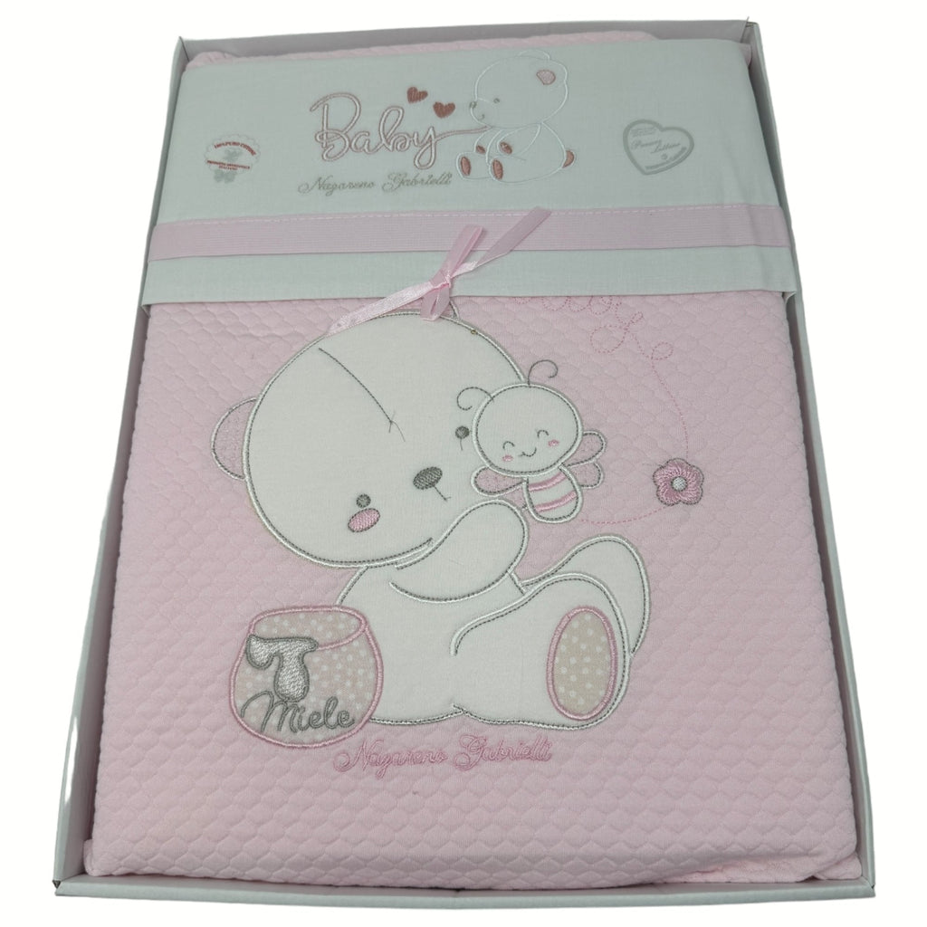 Nazareno Gabrielli - Coordinato 4 Pz. Copertina Piquet+completo Lenzuola Lettino 100% Cotone Art. Ng558-2