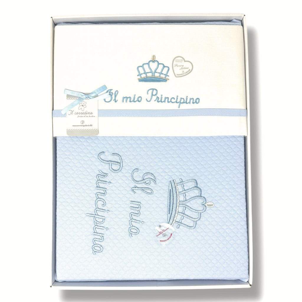 Nazareno Gabrielli - Coordinato 4 Pezzi Copertina Piquet + Completo Lenzuola Lettino 100% Cotone Art. Ng558-4