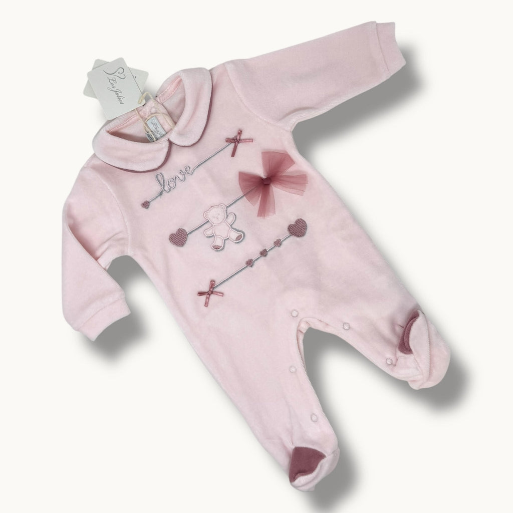 Les Jolies Tutina Femminuccia Ricamata In Ciniglia Di Cotone  Art. Lj244-14