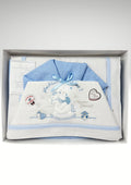 Nazareno Gabrielli Completo Lenzuola In Flanella 100%cotone Per Lettino 120x180 Ricamata Art. Ng360-28