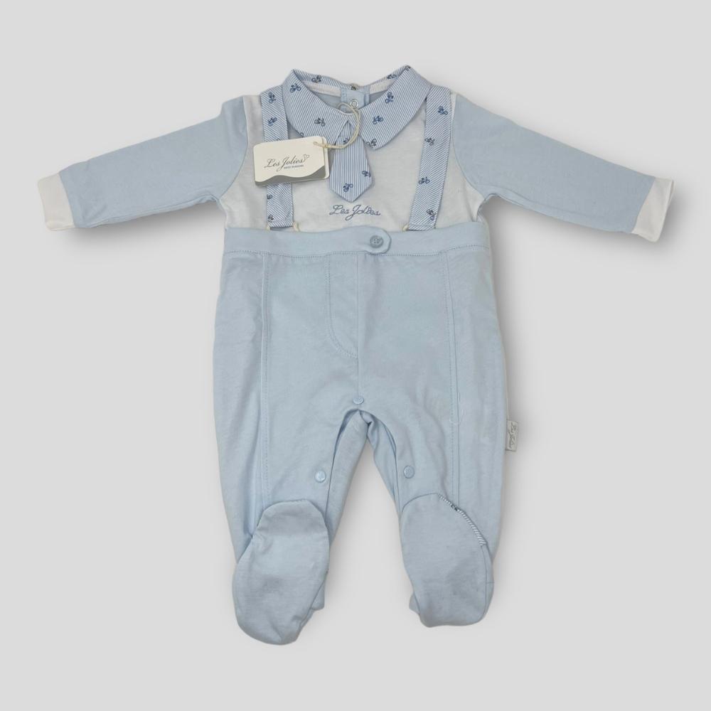 Les Jolies Tutina Cotone Maschietto Primavera In Puro Cotone Ricamata  Art. Lj318-202