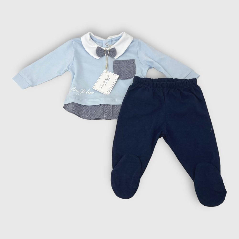 Les Jolies Completo 2 Pezzi Clinico Maschietto In Puro Cotone Ricamato  Art. Lj328-200