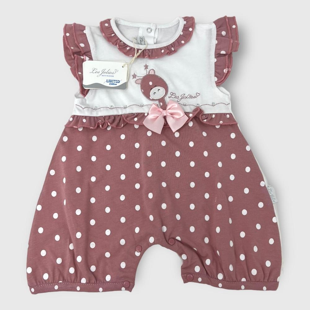 Les Jolies Pagliaccetto Cotone Baby Femminuccia Corto In Puro Cotone Ricamato  Art. Lj239-107