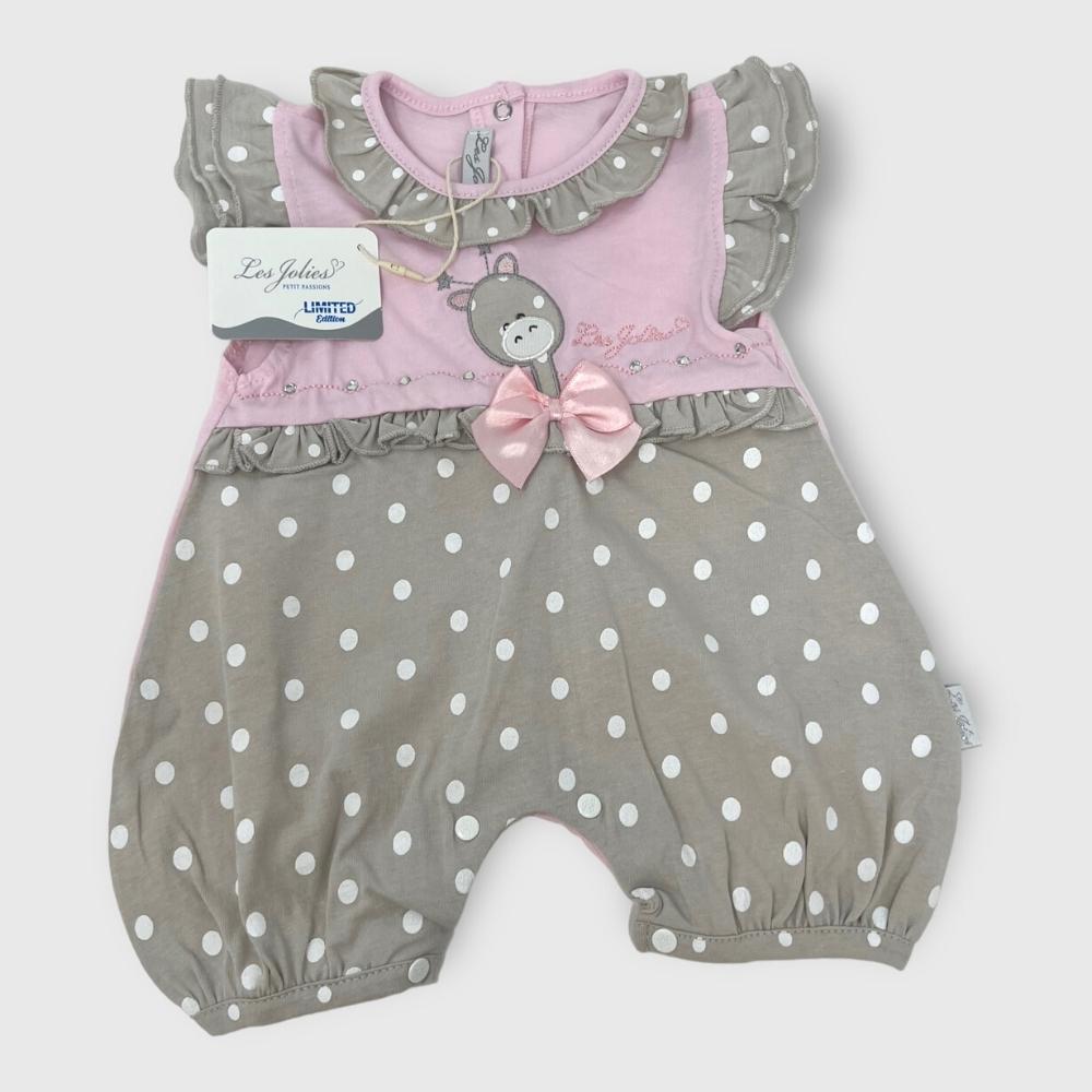 Les Jolies Pagliaccetto Cotone Baby Femminuccia Corto In Puro Cotone Ricamato  Art. Lj239-107