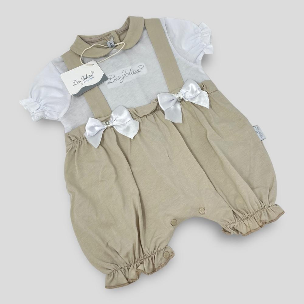 Les Jolies Pagliaccetto Cotone Baby Femminuccia Corto In Puro Cotone Ricamato  Art. Lj238-105