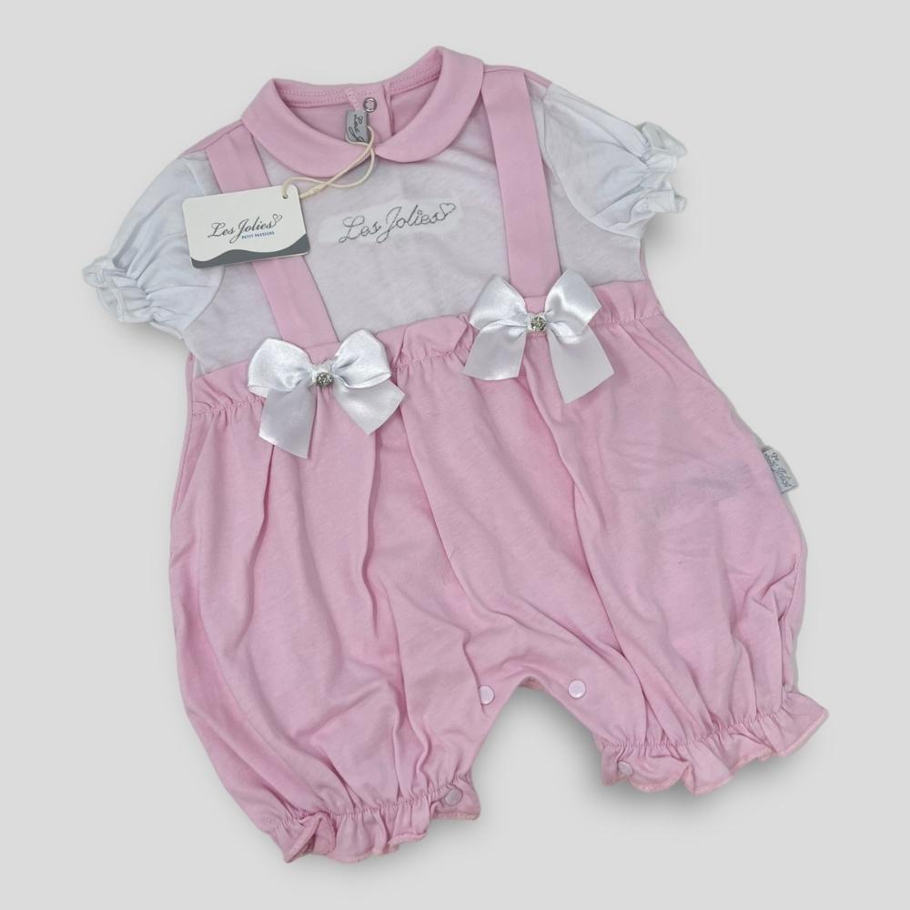 Les Jolies Pagliaccetto Cotone Baby Femminuccia Corto In Puro Cotone Ricamato  Art. Lj238-105