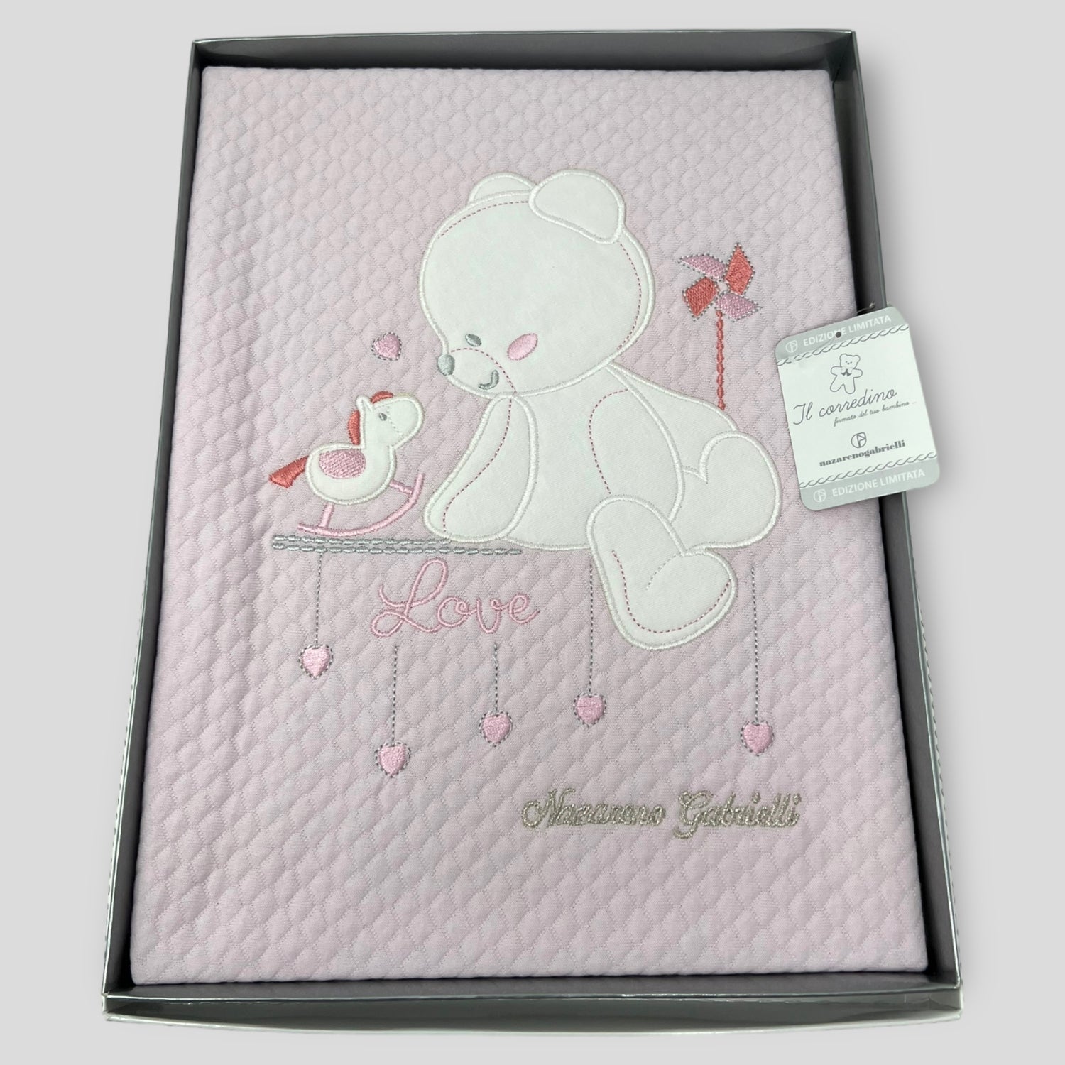 Nazareno Gabrielli Copertina Lettino In 100% Cotone Ricamo Dolci Sogni Art. Ng520 Dis.1