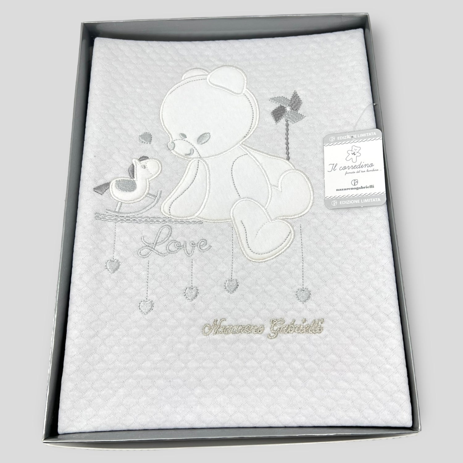 Nazareno Gabrielli Copertina Lettino In 100% Cotone Ricamo Dolci Sogni Art. Ng520 Dis.1