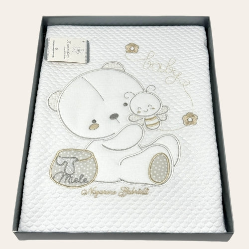 Nazareno Gabrielli Ng420 Disegno Baby Copertina Carrozzina 100%cotone Ricamata