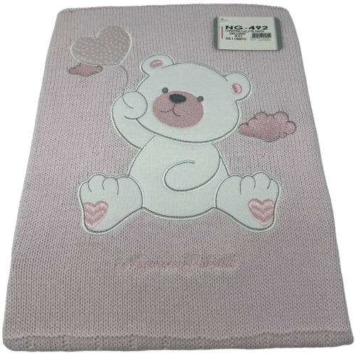 -nazareno Gabrielli Baby- Copertina Culla Ricamo Orsetto In Filo Di Puro Cotone  Art. Ng492-1