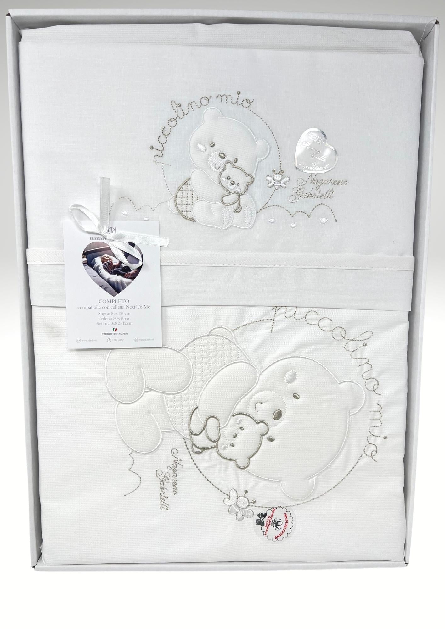 Nazareno Gabrielli Coordinato 4 Pezzi Carrozzina Maxi Puro Cotone Ricamato Art. Ng465-d45
