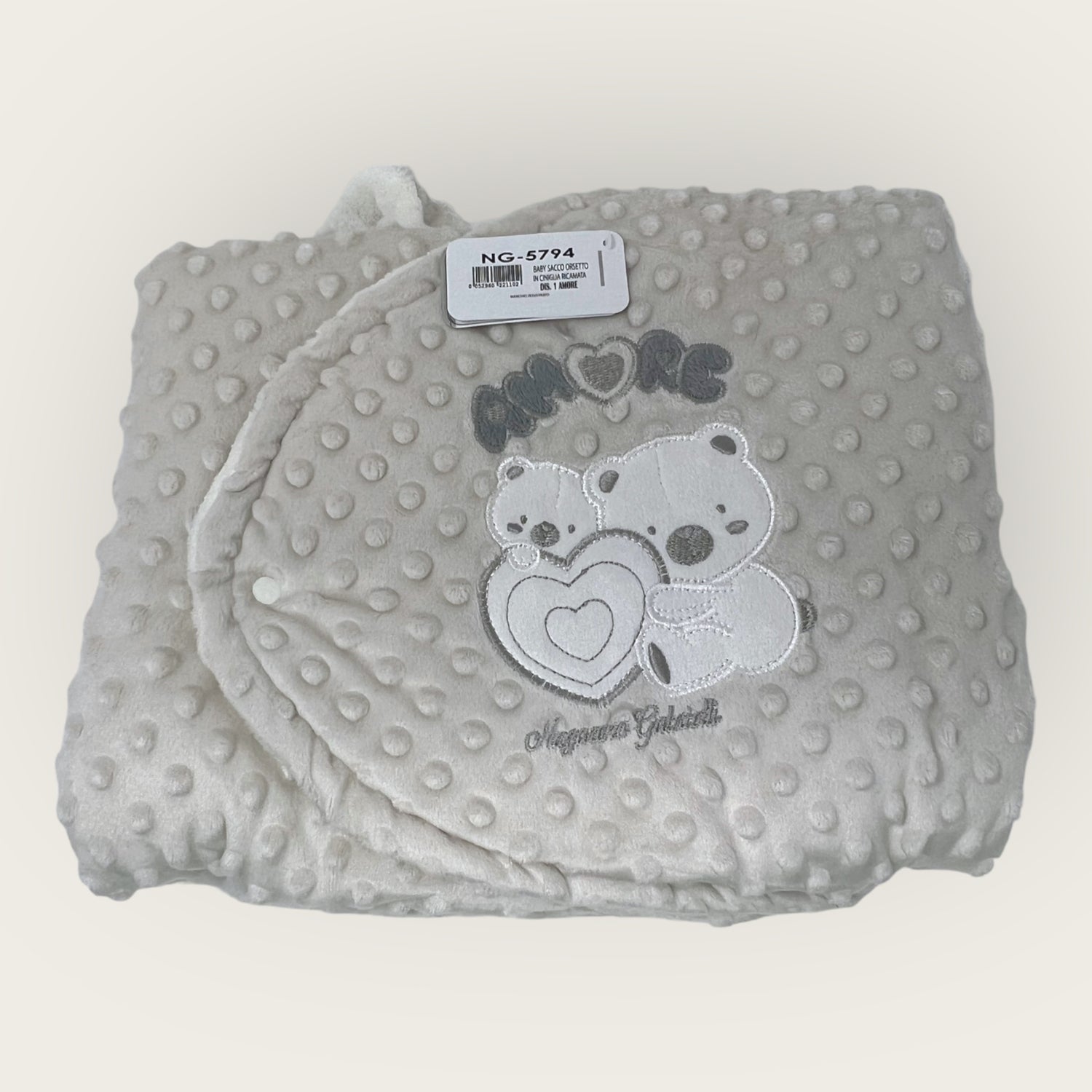 Nazareno Gabrielli Baby Sacco Bubble In Ciniglia Di Cotone Ricamata  Art. Ng5794