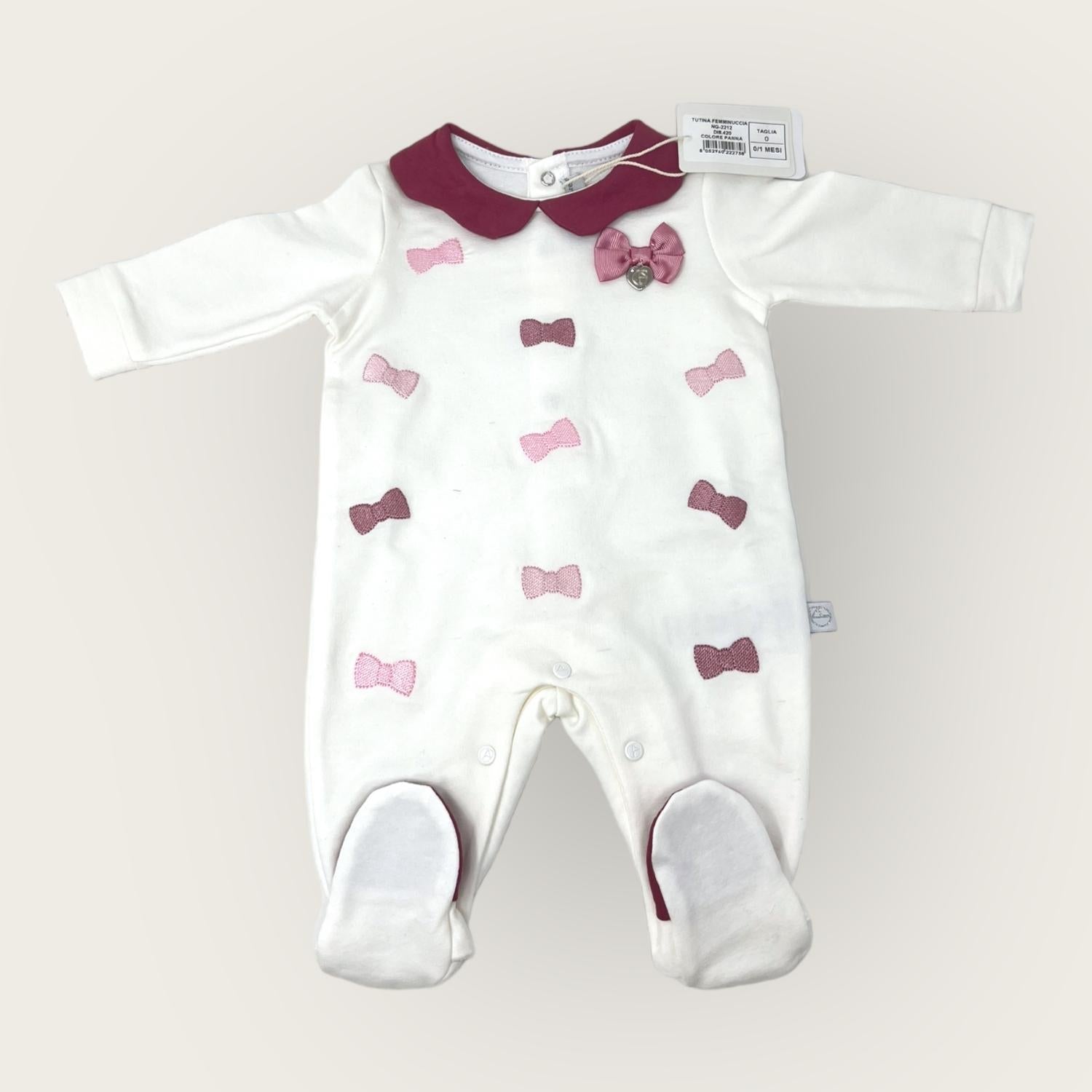 Nazareno Gabrielli Tutina Baby In Caldo Cotone -di Cotone- Ricamata  Art. Ng2212-420