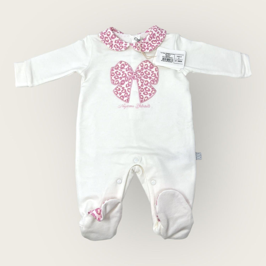 Nazareno Gabrielli Tutina Baby In Morbido Caldo Cotone Ricamata  Art. Ng2212-421