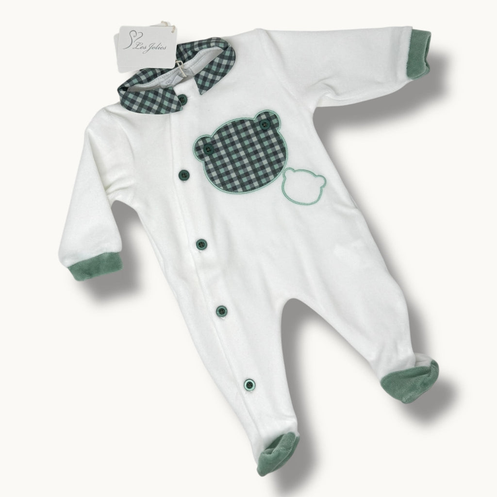Les Jolies Tutina Maschietto Ricamata In Ciniglia Di Cotone  Art. Lj344-5